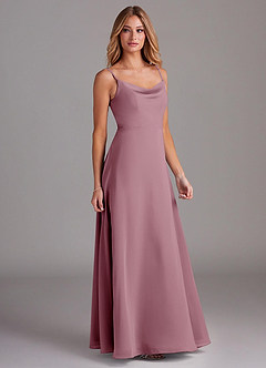 Azazie Daenerys Bridesmaid Dresses Vintage Mauve A-Line Cowl Chiffon Dress image5