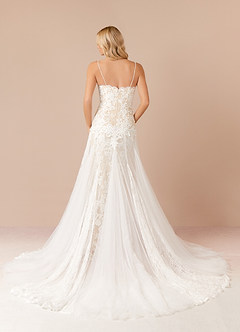 Azazie Mireya Wedding Dresses Diamond White Champagne Sheath Sequins Tulle Dress image2