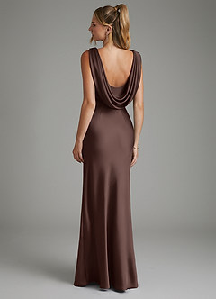 Azazie Elena Bridesmaid Dresses Ganache Mermaid Pleated Stretch Satin Dress image2