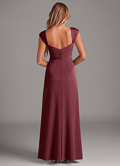 Azazie Laila Robes de demoiselle d'honneur Robe Trapèze en Satin extensible Plissée Merlot image2