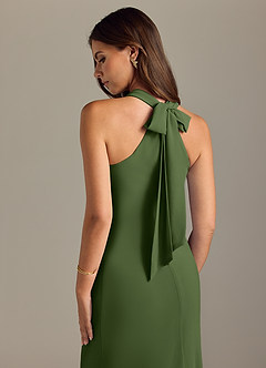 Azazie Doretta Bridesmaid Dresses Olive Mermaid Pleated Chiffon Dress image2