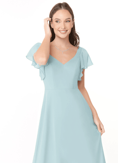 Azazie Syenna Bridesmaid Dresses Mist A-Line Ruched Chiffon Dress image5