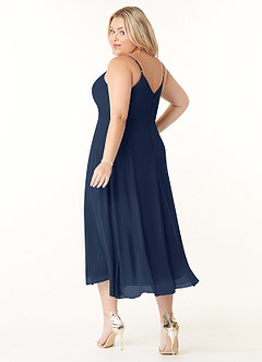 Azazie Clarissa Bridesmaid Dresses Dark Navy A-Line V-Neck Chiffon Dress image10