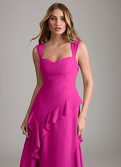 Azazie Sloane Bridesmaid Dresses Fuchsia A-Line Sweetheart Neckline Chiffon Dress image6