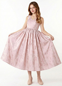 Azazie Hathaway Junior Formal Klä av A-Line i Jacquard Rosett image2