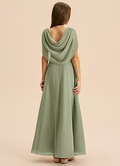 Azazie Lambie Junior Pistachio A-Line Pleated Chiffon Dress image1