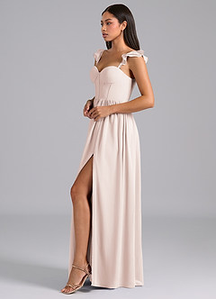 Azazie Denisse Bridesmaid Dresses Rose Petal A-Line Ruched Chiffon Dress image3