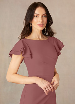 Azazie Peppermint Mother of the Bride Dresses Desert Rose Mermaid Scoop Ruched Stretch Crepe Dress image3