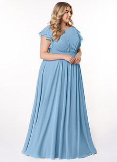 Azazie Daphne Modest Bridesmaid Dresses A-Line Ruffled Chiffon Floor-Length Dress image9
