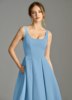 Azazie Amalie Bridesmaid Dresses Steel Blue A-Line Pleated Chiffon Dress image7