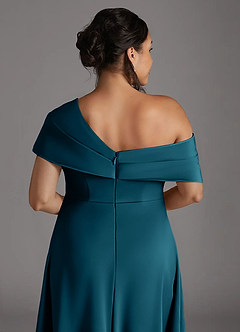 Azazie Milton Mother of the Bride Dresses Ink Blue A-Line Pleated Stretch Satin Dress image10