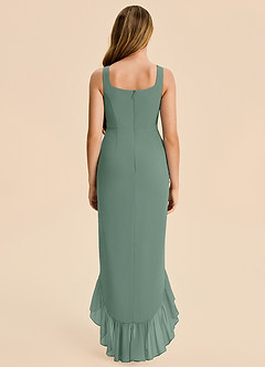 Azazie Reesie Junior Eucalyptus Sheath Ruched Chiffon Dress image2