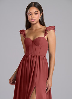 Azazie Denisse Bridesmaid Dresses Terracotta A-Line Ruched Chiffon Dress image6