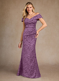 Azazie Canton Mother of the Bride Dresses Wisteria Mermaid Off the Shoulder Floral Burnout Dress image3