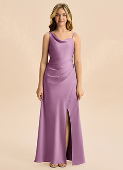 Azazie Abby Junior Robe Fourreau en Satin extensible Plissée Glycine image5