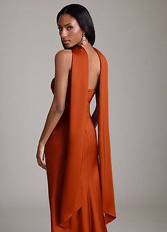 Azazie Saylor Brudtärnklänningar Klä av Sjöjungfru i Stretch Satin Axelbandslös Paprika image7