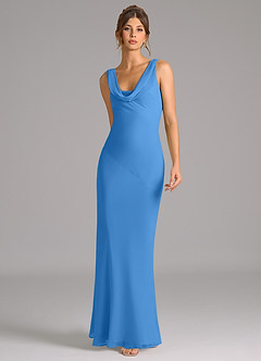 Azazie Rylina Bridesmaid Dresses Blue Jay Mermaid Pleated Chiffon Dress image3