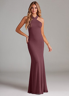 Azazie Doretta Abiti da Damigella Abito Sirena in Chiffon Plissettato Sangria image1