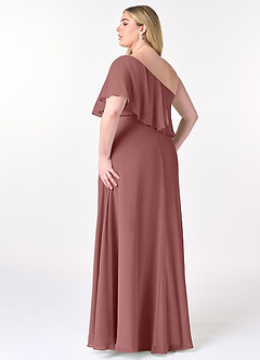 Azazie Lizzy Bridesmaid Dresses Desert Rose A-Line One Shoulder Chiffon Dress image11