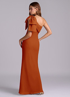 Azazie Yuanna Bridesmaid Dresses Paprika Mermaid One Shoulder Chiffon Dress image6