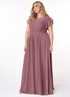 Azazie Daphne Modest Bridesmaid Dresses A-Line Ruffled Chiffon Floor-Length Dress image8