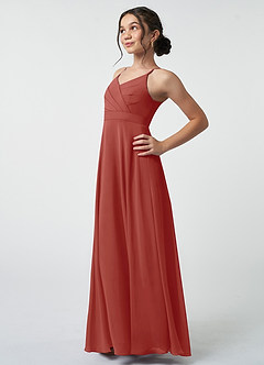 Azazie Avelina Junior Terracotta A-Line Pleated Chiffon Dress image4