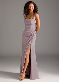 Azazie Jesaphine Bridesmaid Dresses Dusk Sheath Bow Chiffon Dress image1