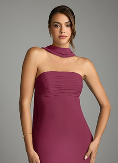 Azazie Saylor Bridesmaid Dresses Mulberry Mermaid Strapless Chiffon Dress image6