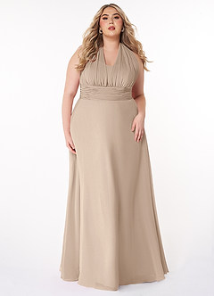 Azazie Fifi Bridesmaid Dresses Taupe A-Line Strapless Chiffon Convertible Dress image12