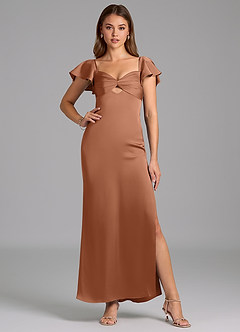 Azazie Demia Bridesmaid Dresses Bronzer Sheath Sweetheart Neckline Stretch Satin Dress image5