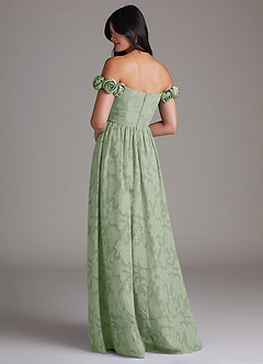 Azazie Autumn Bridesmaid Dresses Dusty Sage A-Line Off the Shoulder Floral Burnout Convertible Dress image3