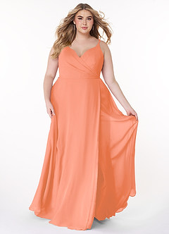 Azazie Lennon Bridesmaid Dresses Sunset A-Line Lace Chiffon Dress image1
