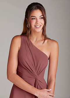 Azazie Brooke Brautjungfernkleider A-Linie One-Shoulder Chiffon Kleid Amethyst image6