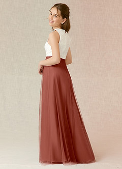 Azazie Albertine Junior Auburn A-Line Lace Chiffon Dress image2