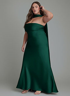 Azazie Saylor Bridesmaid Dresses Emerald Mermaid Strapless Stretch Satin Dress image16