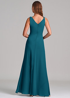 Azazie Nerine Brudtärnklänningar Klä av A-Linje i Chiffong Plisserad Bläckblå image5