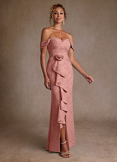 Azazie Irene vestidos de madre de la novia Vestido de Rosetón de Devorado Floral de Corte en A con Vestidos sin tirantes image1