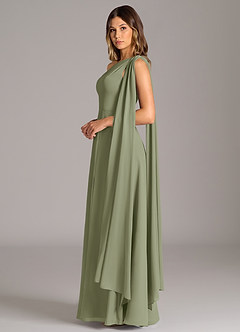Azazie Tella Bridesmaid Dresses Pistachio A-Line One Shoulder Chiffon Dress image5