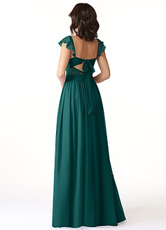 Azazie Lissa Bridesmaid Dresses Peacock A-Line Lace Chiffon Dress image5