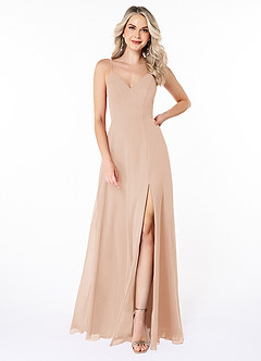 Azazie Lena Bridesmaid Dresses English Rose A-Line Lace Chiffon Dress image2