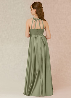 Azazie Arianthe Junior Pistachio A-Line with Pockets Matte Satin Dress image3