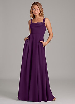Azazie Shaude Bridesmaid Dresses Grape A-Line Pleated Chiffon Dress image1