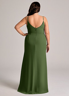 Azazie Deandra Bridesmaid Dresses Olive Mermaid Pleated Chiffon Dress image8