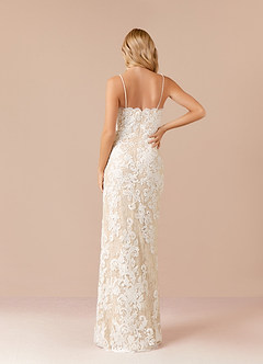 Azazie Mireya Wedding Dresses Diamond White Champagne Sheath Sequins Tulle Dress image7