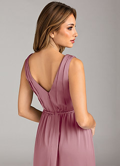 Azazie Tanicia Bridesmaid Dresses Vintage Mauve A-Line Pleated Stretch Satin Dress image7