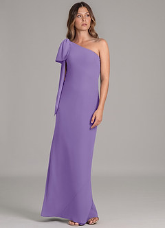 Azazie Capri Robes de demoiselle d'honneur Robe Trapèze en Mousseline de soie Une épaule Tahiti image5