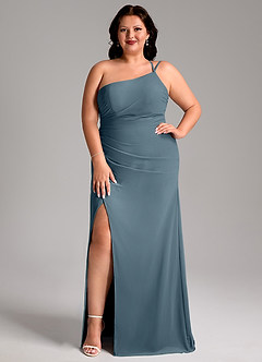 Azazie Eren Bridesmaid Dresses Twilight Sheath One Shoulder Chiffon Dress image6