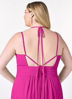 Azazie Farren Bridesmaid Dresses Fuchsia A-Line Pleated Chiffon Convertible Dress image14