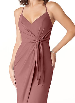 Azazie Ollie Brautjungfernkleider Etui Gestreift Stretch-Chiffon Kleid Wüstenrose image4