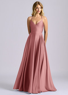 Azazie Truce Bridesmaid Dresses Dusty Rose A-Line Stretch Satin Dress image1